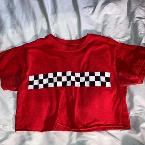 Red street wear crop top